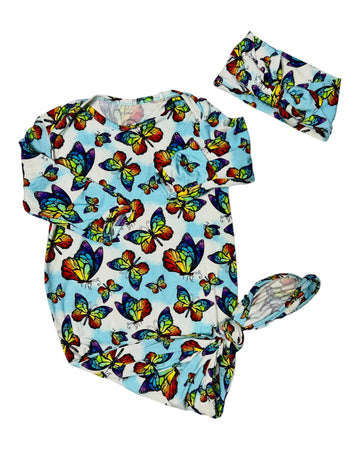 Flutter baby gown with bow