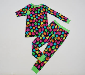 Neon Ghost two Piece Long Sleeve Pajamas