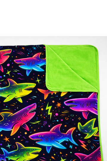 Neon shark blanket