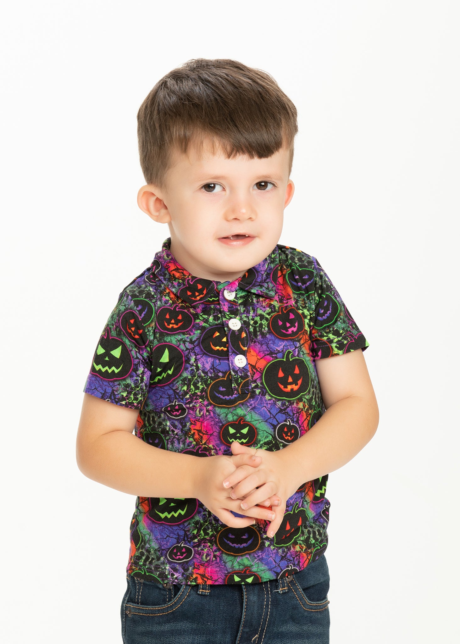 Halloween Pumpkins collared shirt