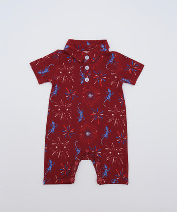 4th of July Short sleeve collared romper